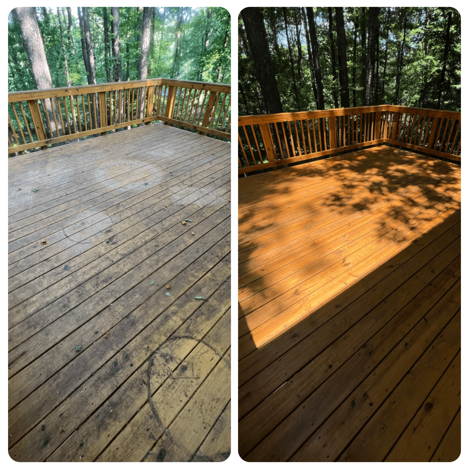 Deck cleaning before and after